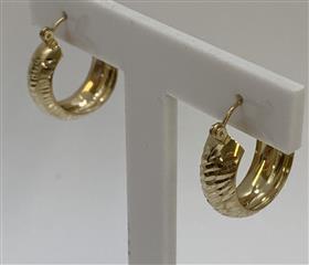 14K Yellow Gold Danty Fancy Detailed Designed Hoop Earrings 1.2G